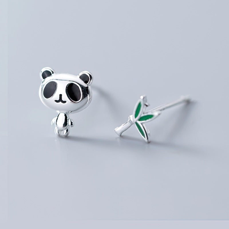 Silver Panda Earring