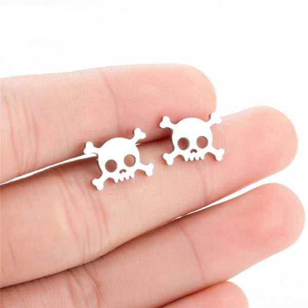 Skull Head Earring (4 Colors) silver