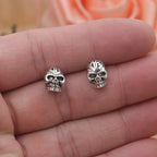 Silver Skull Head Earring