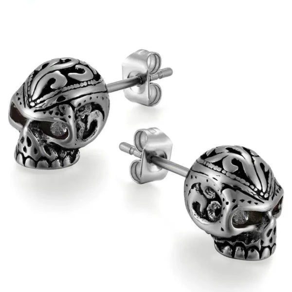 Boucle d'Oreille Tête de Mort Argent