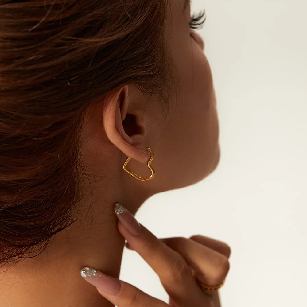 Gold Heart Hoop Earrings for Women gold