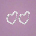 Silver Heart Hoop Earrings for Women silver