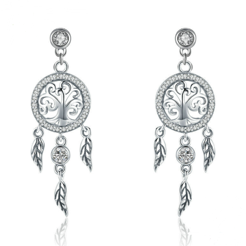 Silver Dreamcatcher Earrings