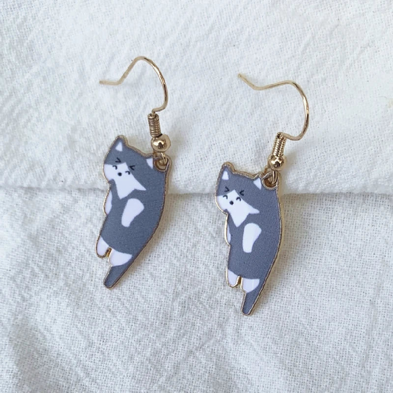 Cute Gray Cat Earrings