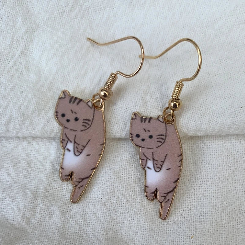 Cute Brown Cat Earrings