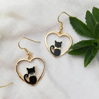 Cute Cat Earrings Black