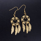 Gold Dreamcatcher Heart Earrings