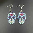 Mexican Skull Earrings Blue