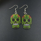 Mexican Skull Earrings Green