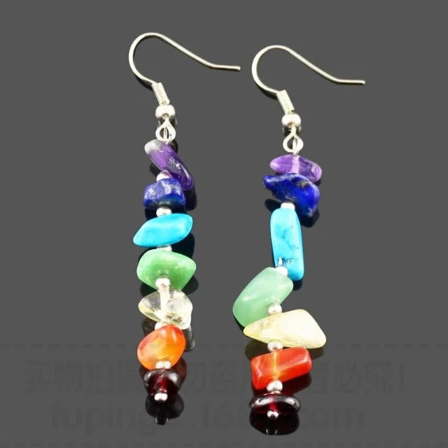 7 Chakras Natural Stone Earrings