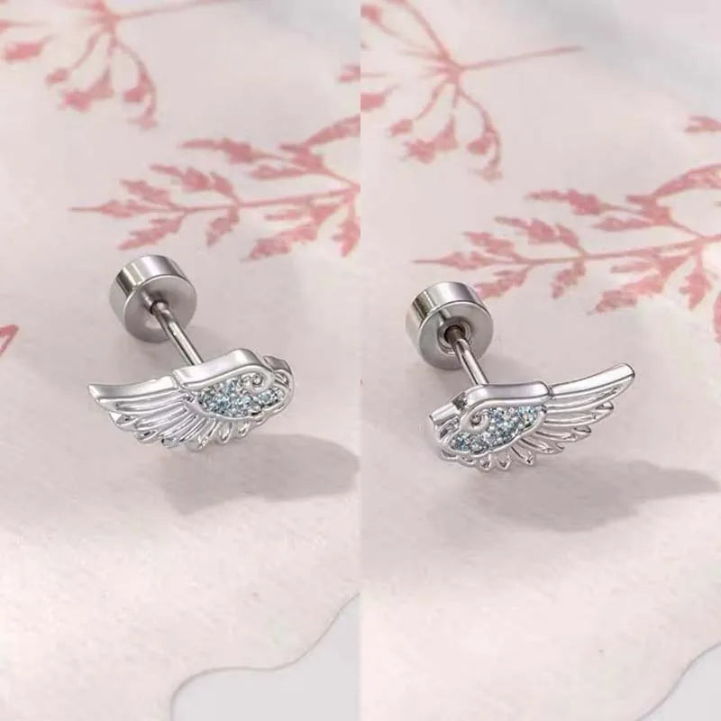 Boucles d'oreilles ailes d'ange bleu