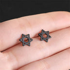 Boucles d'oreilles avec l'étoile de David symbolique juive noir