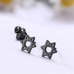 Boucles d'oreilles avec l'étoile de David symbolique juive noir