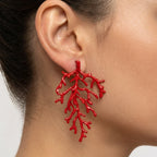 Boucles d'oreilles branche de corail rouge