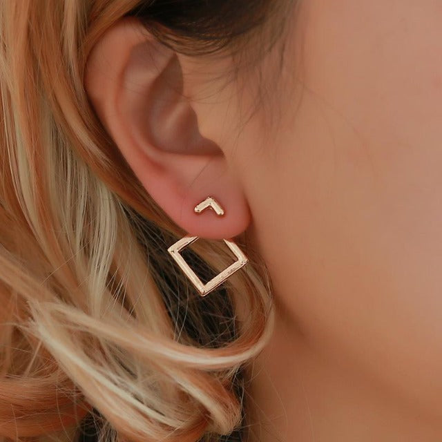 Square Gold Earrings for Women