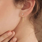 Boucles d'oreilles chaîne et pierre de naissance avril