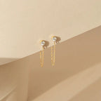 Boucles d'oreilles chaîne et pierre de naissance