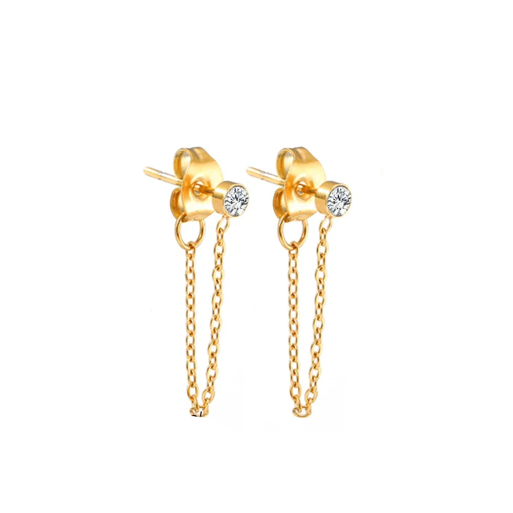 Boucles d'oreilles chaîne et pierre de naissance avril