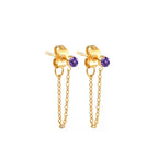 Boucles d'oreilles chaîne et pierre de naissance février