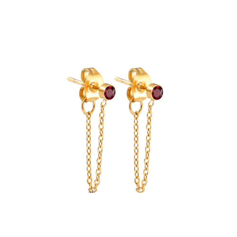 Boucles d'oreilles chaîne et pierre de naissance janvier