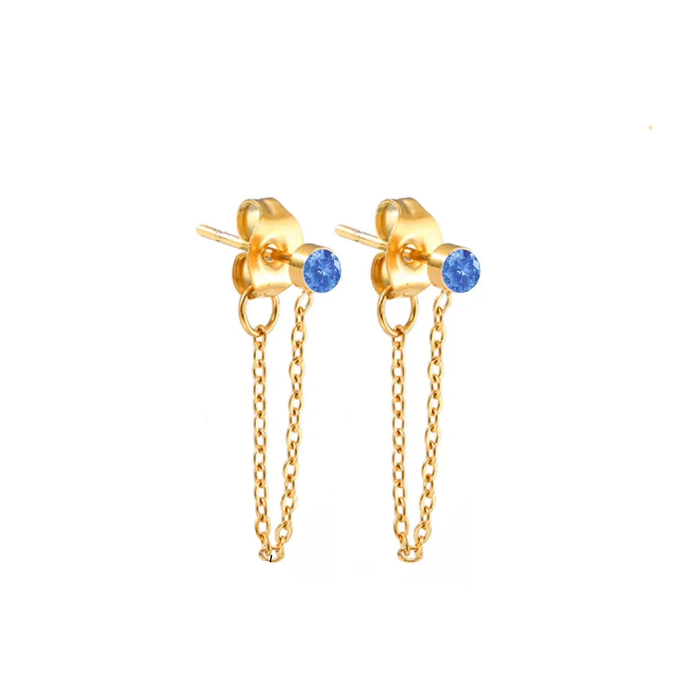 Boucles d'oreilles chaîne et pierre de naissance mars