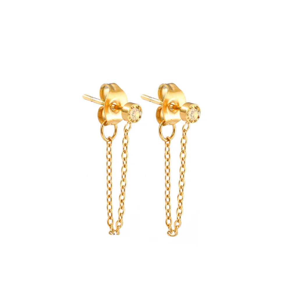 Boucles d'oreilles chaîne et pierre de naissance novembre