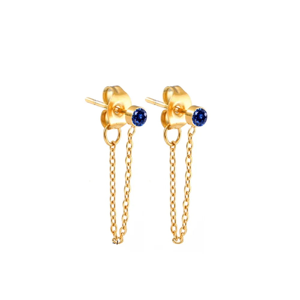 Boucles d'oreilles chaîne et pierre de naissance septembre