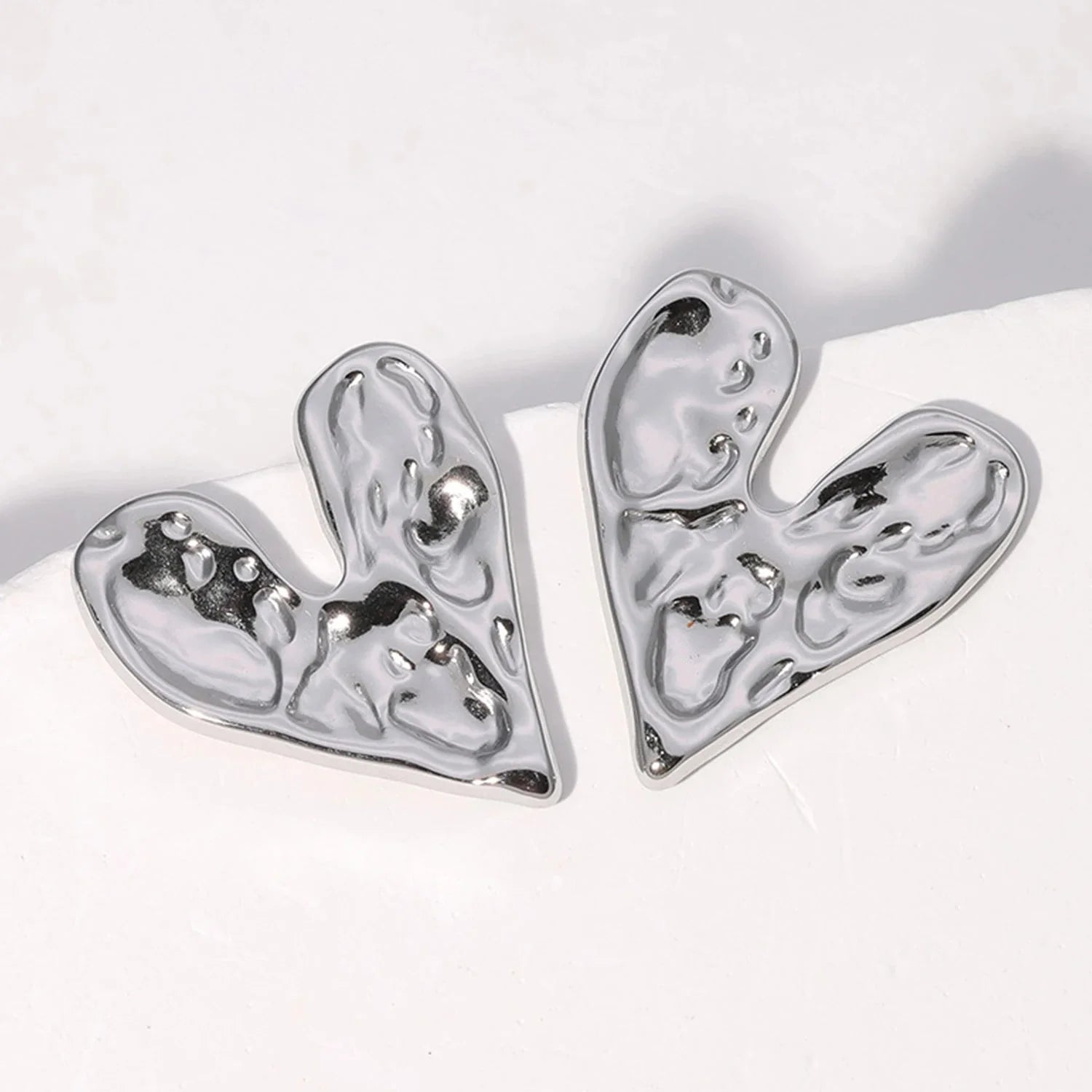 Silver Heart Stud Earrings