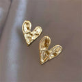 Gold Heart Stud Earrings