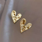 Gold Heart Stud Earrings