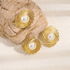 Stud Style Earrings with Pearl