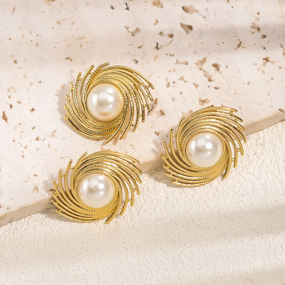 Stud Style Earrings with Pearl