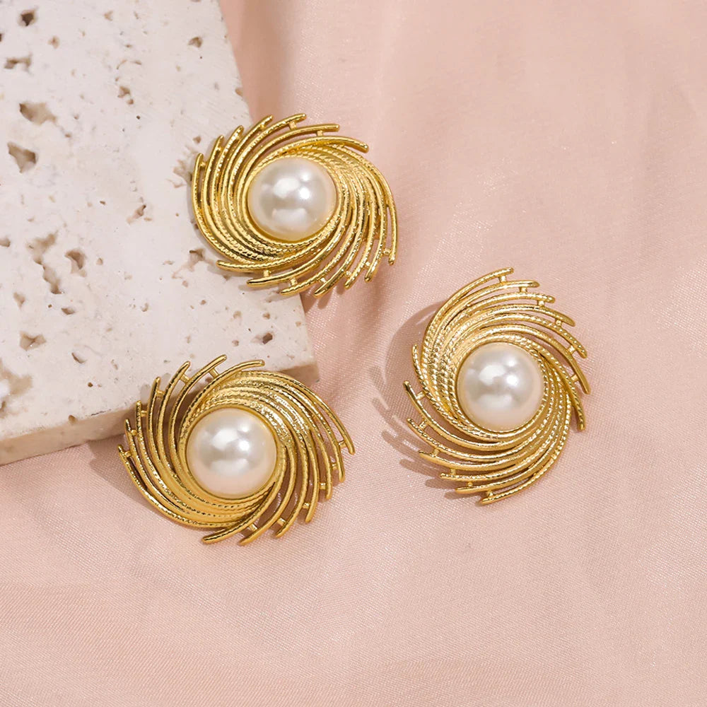 Stud Style Earrings with Pearl