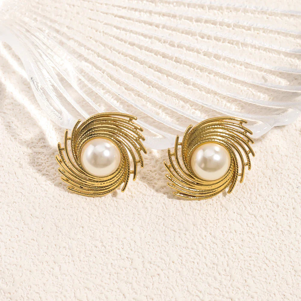 Stud Style Earrings with Pearl