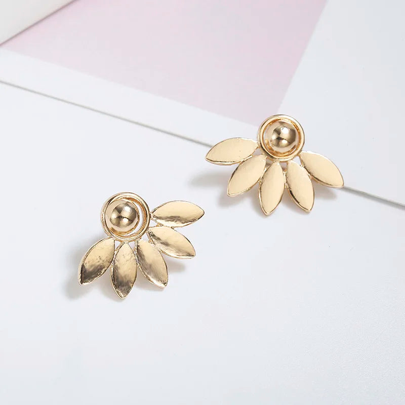 Golden Half-Flower Stud Earrings