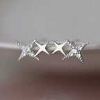 Double Star Stud Earrings with Silver Zirconia