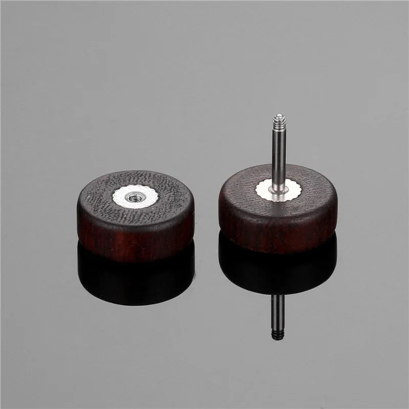 Yin Yang Wooden Stud Earrings