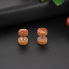 Beige Yin Yang Wooden Stud Earrings