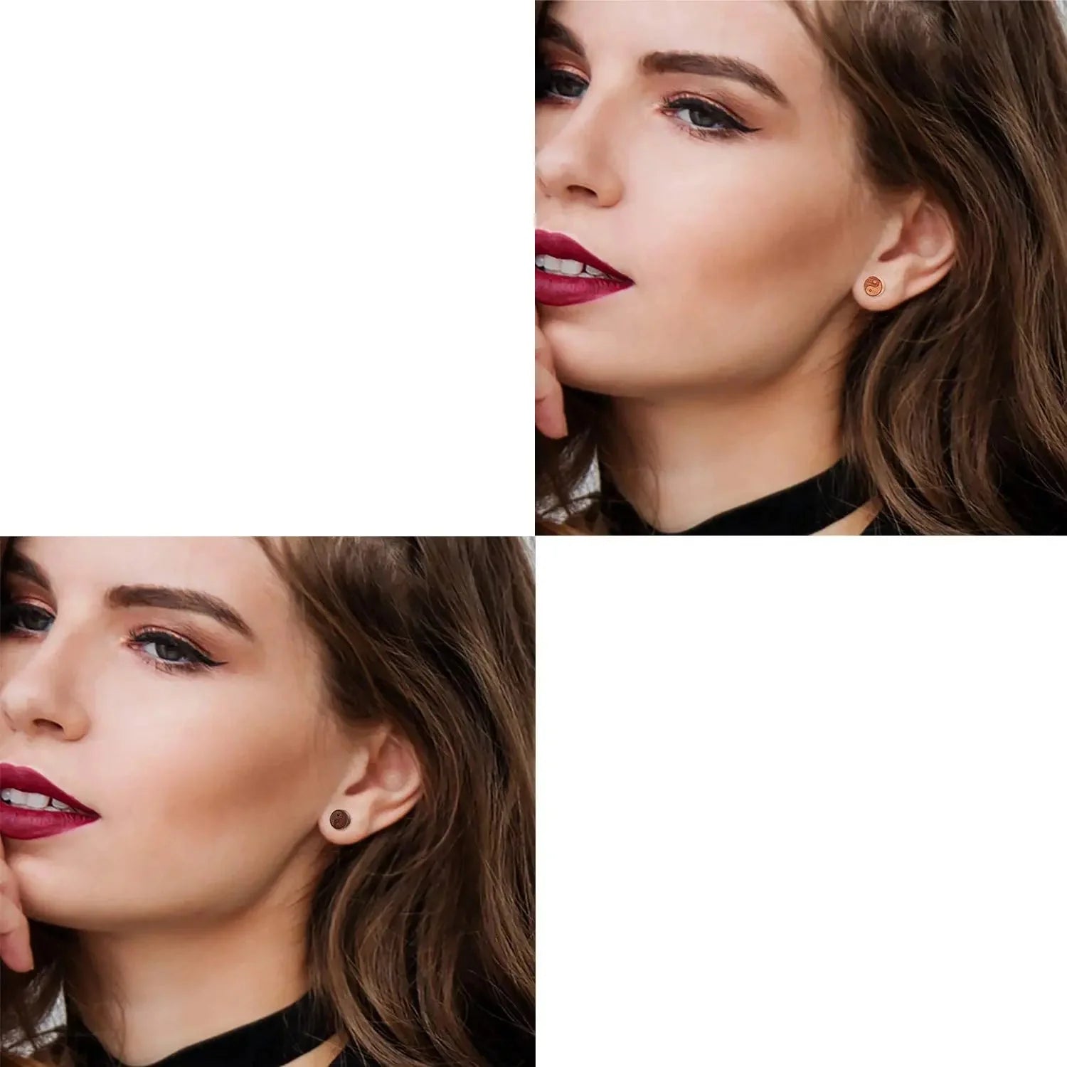 Women's Yin Yang Wooden Stud Earrings