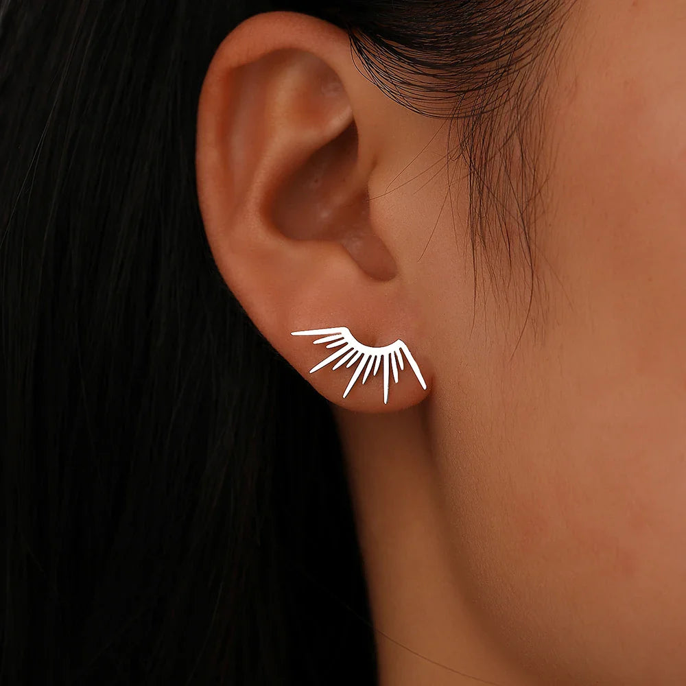 Sun Half-Circle Stud Earrings silver