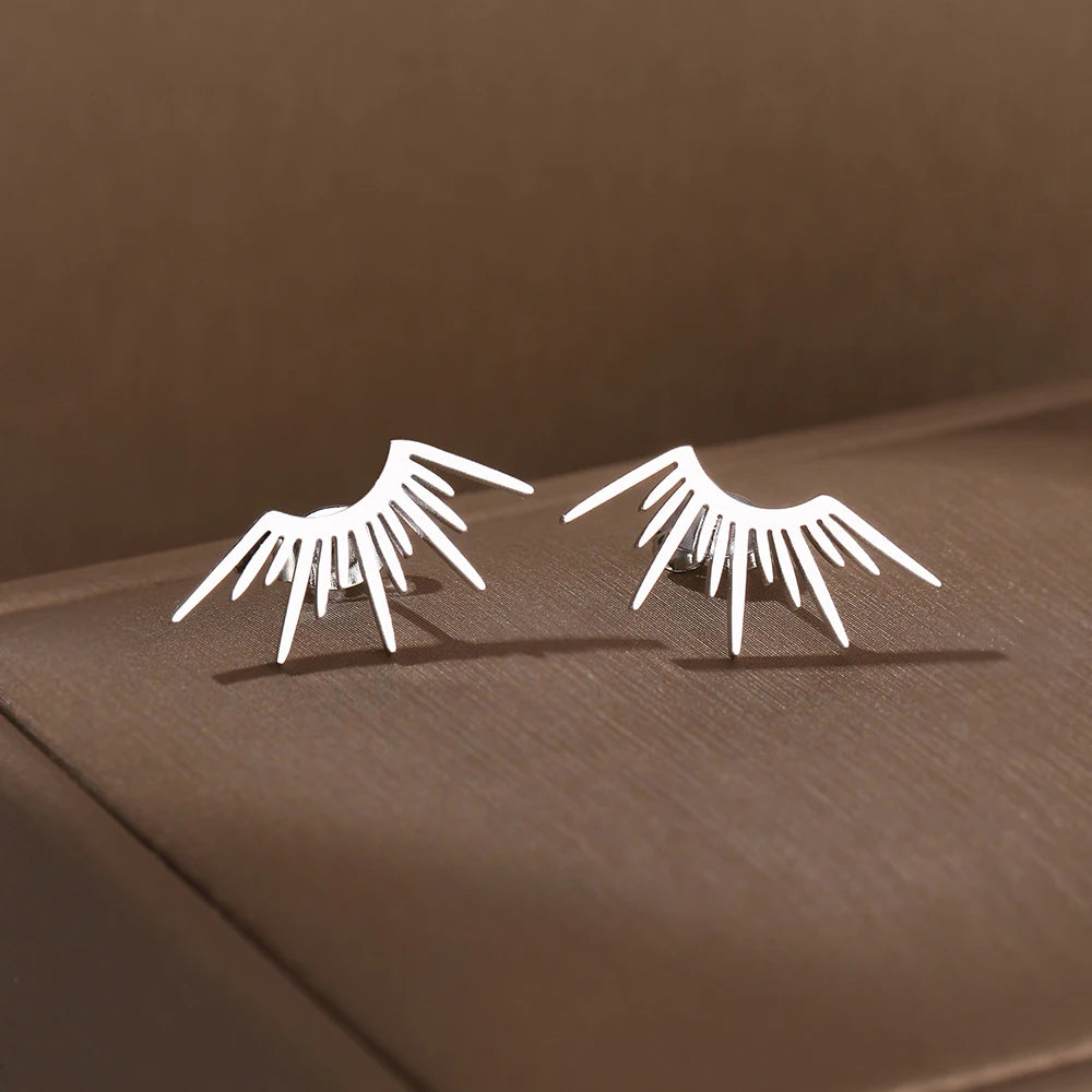 Boucles d'Oreilles Clou en Demi-Cercle Soleil argent