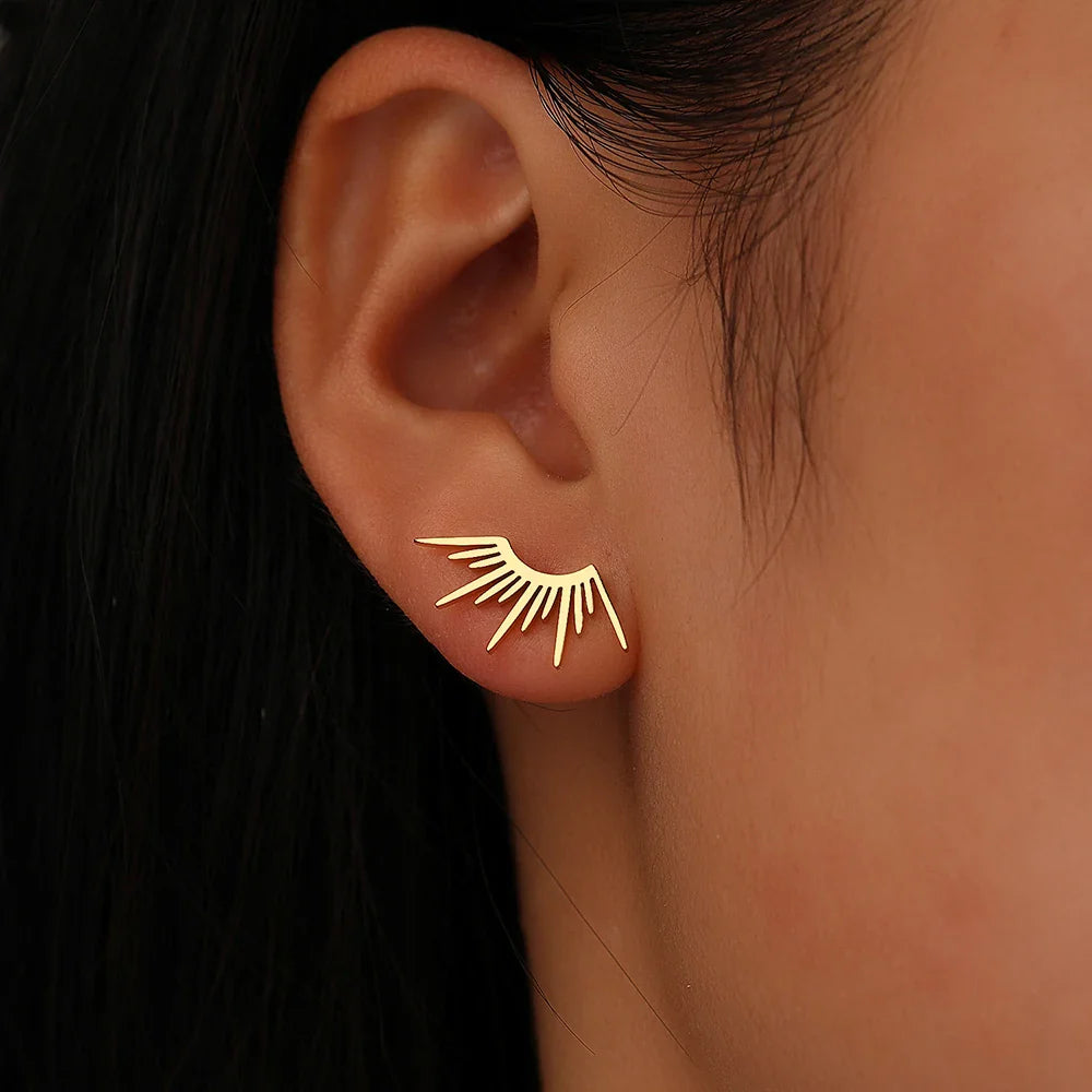 Sun Half-Circle Stud Earrings gold