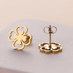 Four-Leaf Clover Stud Earrings gold