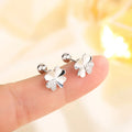 Four-Leaf Clover Leaf Stud Earrings with Zircon