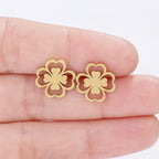 Four-Leaf Clover Stud Earrings gold