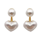 White Pearl Heart Stud Earrings