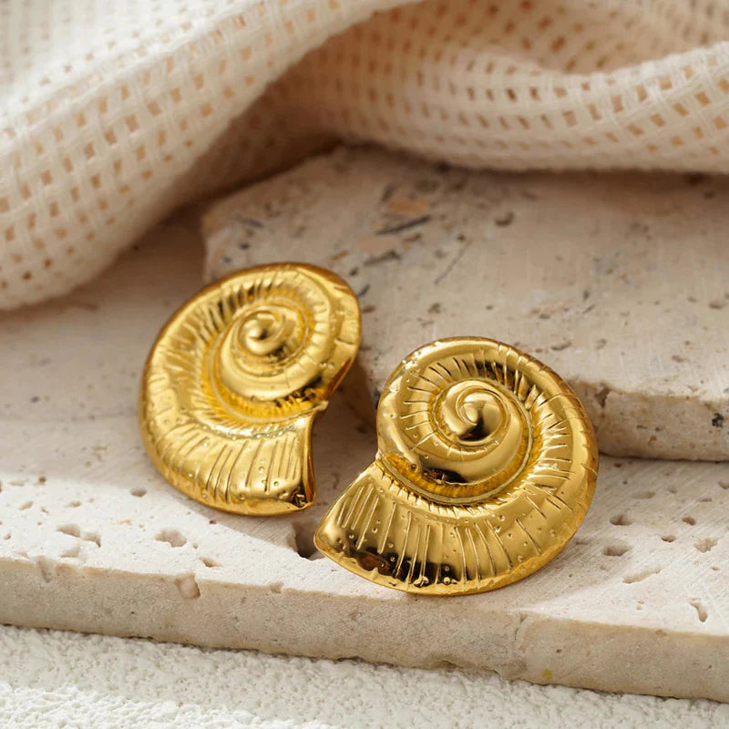 Stud Earrings Shell Snail Woman