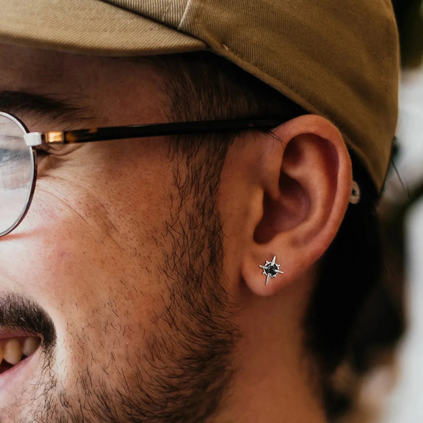 Star Stud Earrings with Zircon