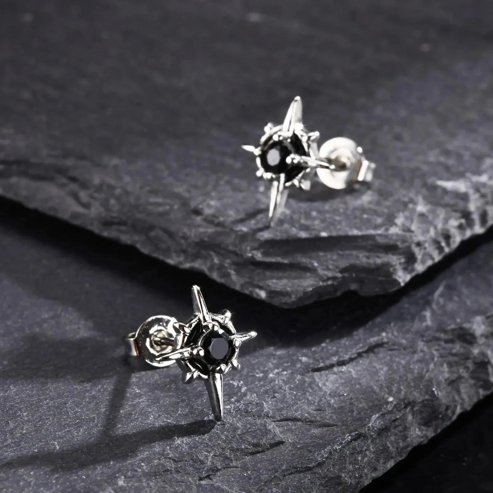 Star Stud Earrings with Zircon
