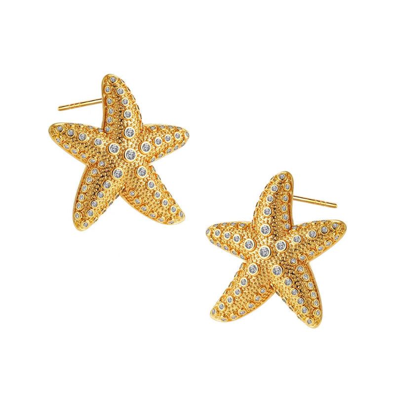 Boucles d'Oreilles Clou Coquillage Etoiles de Mer Femme